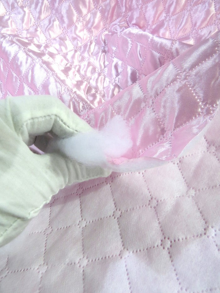 Quilted Stamped Diamond Batting Upholstery Fabric / Pink / Sold By The Yard