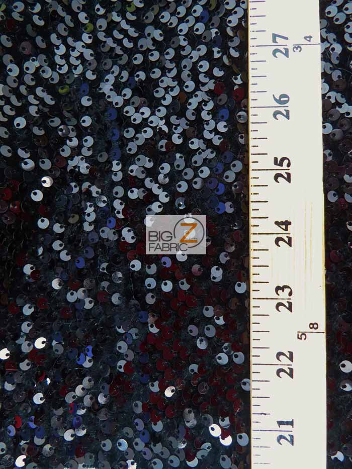 Rain Drop Sequin Stretch Velvet Fabric / Eggplant / Sold By The Yard