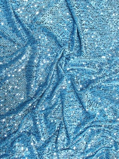 Rain Drop Sequin Stretch Velvet Fabric / Turquoise / Sold By The Yard