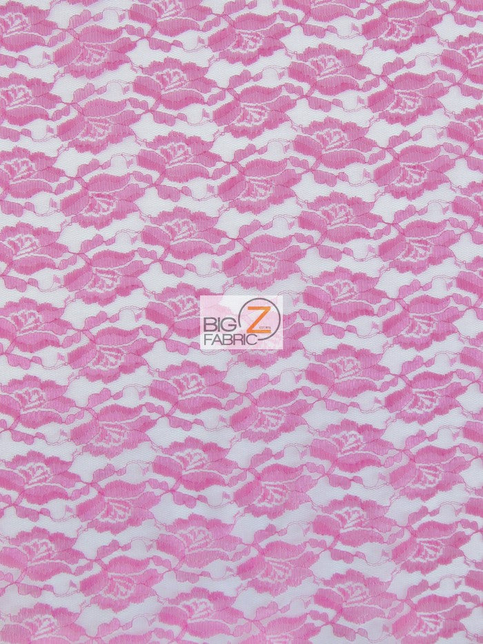 Rose/Flower Lace Fabric / Fuchsia / Sold By The Yard