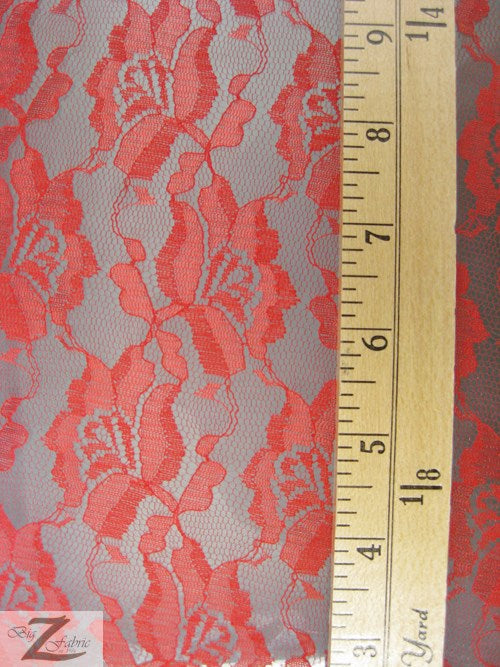 Rose/Flower Lace Fabric / Light Blue / Sold By The Yard - 0
