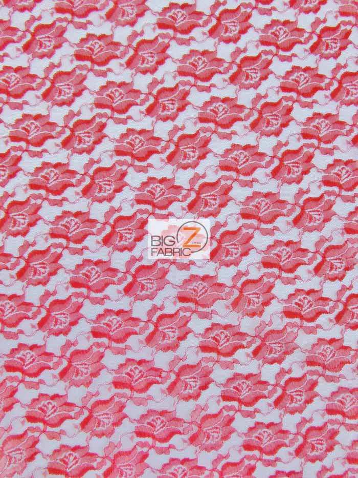 Rose/Flower Lace Fabric / Red / Sold By The Yard