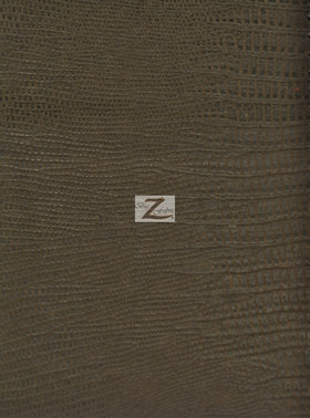 Vinyl Faux Fake Leather Pleather Reptile Flocked PVC Fabric / Charbrown / By The Roll - 30 Yards