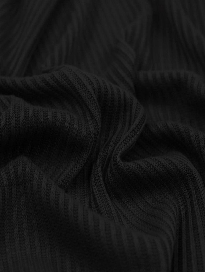 Rib Knit Apparel Sweater Spandex Fabric (4X2) / Black / Sold By The Yard