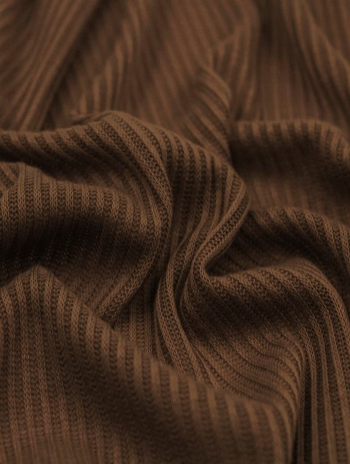 Rib Knit Apparel Sweater Spandex Fabric (4X2) / Brown / Sold By The Yard
