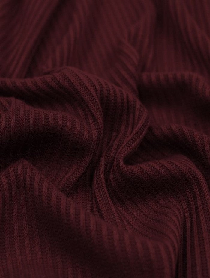 Rib Knit Apparel Sweater Spandex Fabric (4X2) / Burgundy / Sold By The Yard