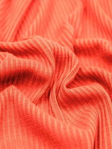 Rib Knit Apparel Sweater Spandex Fabric (4X2) / Coral / Sold By The Yard