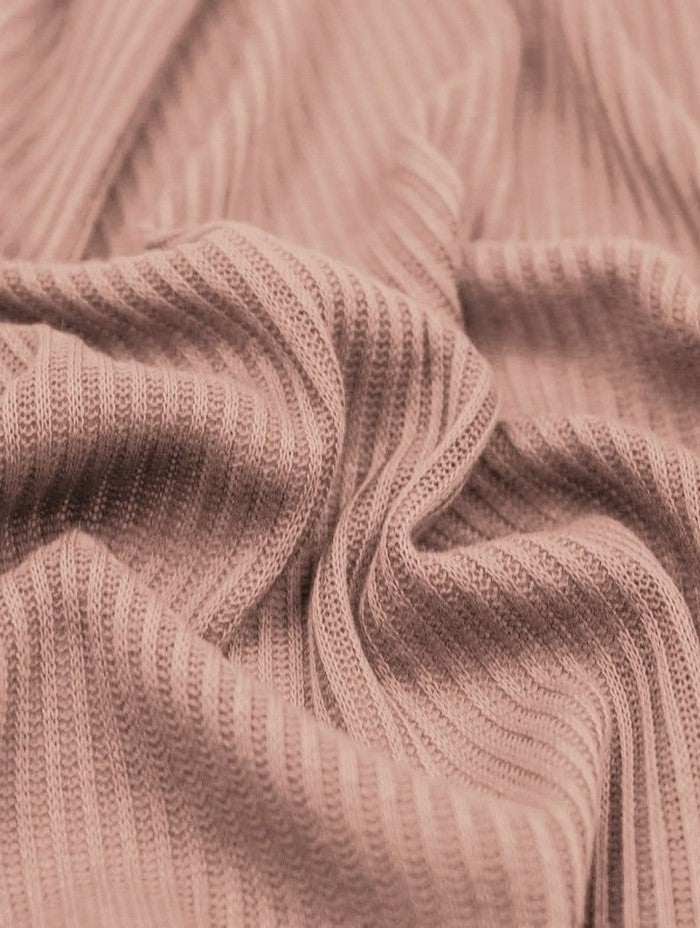 Rib Knit Apparel Sweater Spandex Fabric (4X2) / Dusty Pink / Sold By The Yard