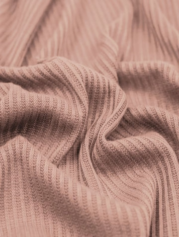 Rib Knit Apparel Sweater Spandex Fabric (4X2) / Dusty Pink / Sold By The Yard