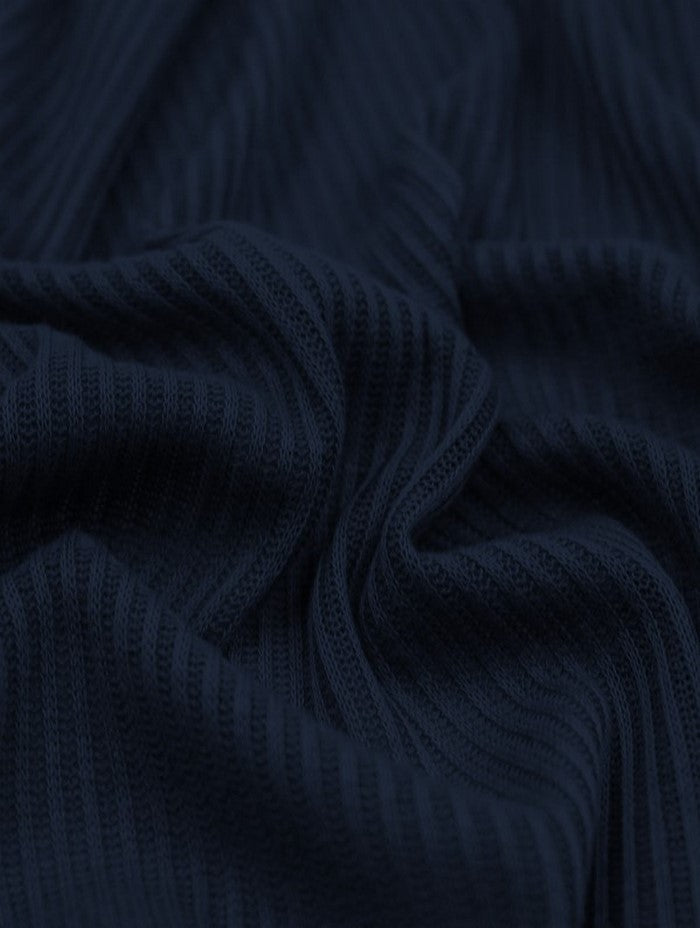 Rib Knit Apparel Sweater Spandex Fabric (4X2) / Navy Blue / Sold By The Yard