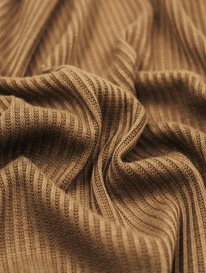 Rib Knit Apparel Sweater Spandex Fabric (4X2) / Peanut Butter / Sold By The Yard
