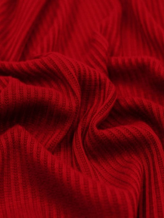 Rib Knit Apparel Sweater Spandex Fabric (4X2) / Red / Sold By The Yard