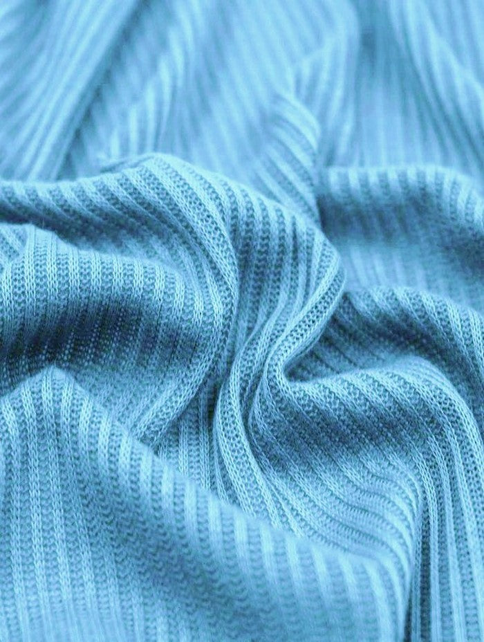 Rib Knit Apparel Sweater Spandex Fabric (4X2) / Sky Blue / Sold By The Yard