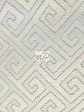 Royal Labyrinth Geometric Upholstery Fabric / Linen / Sold By The Yard