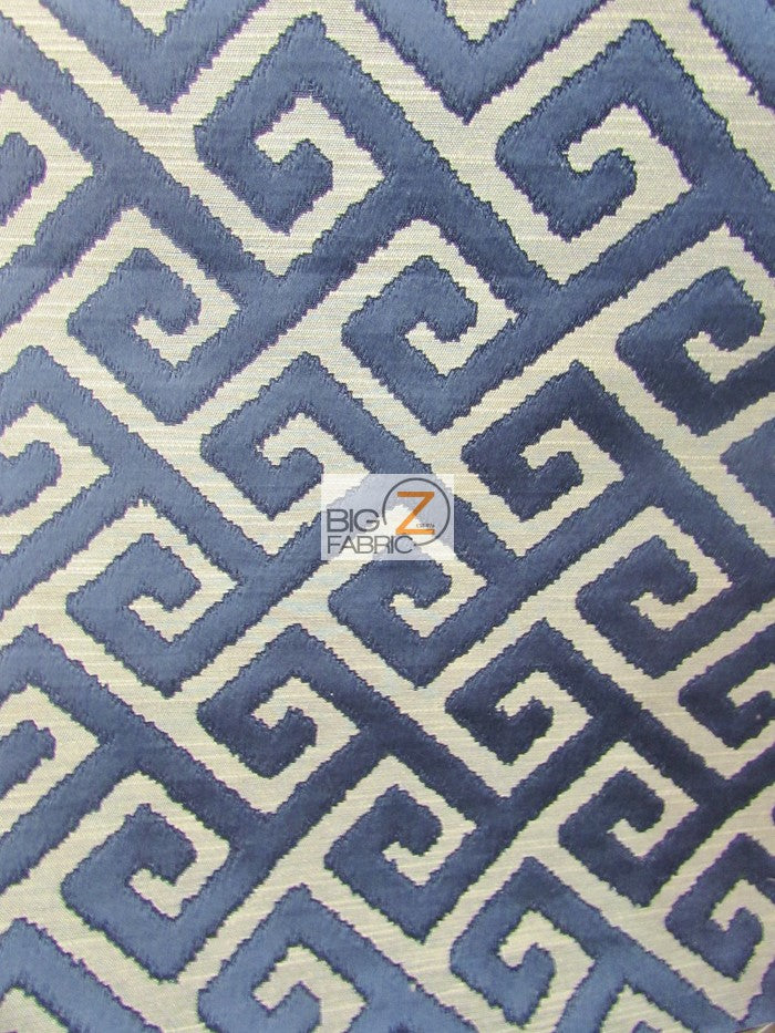 Royal Labyrinth Geometric Upholstery Fabric / Midnight / Sold By The Yard