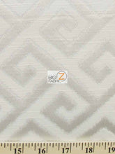 Royal Labyrinth Geometric Upholstery Fabric / Snow / Sold By The Yard