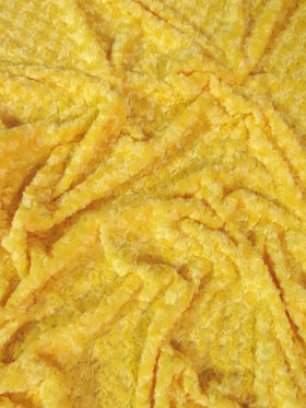 Canary Yellow Minky Rose/Rosette Floral Baby Soft Fabric / Sold By The Yard