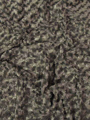 Raccoon Grey Minky Rose/Rosette Floral Baby Soft Fabric / Sold By The Yard (Second Quality Goods)