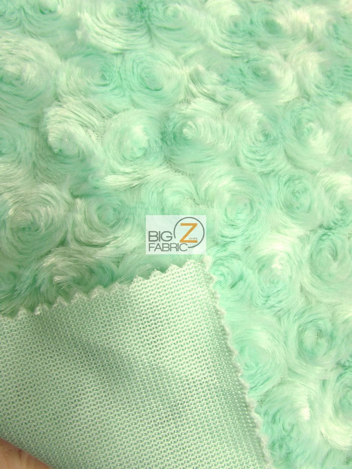 Mint Minky Rose/Rosette Floral Baby Soft Fabric / Sold By The Yard