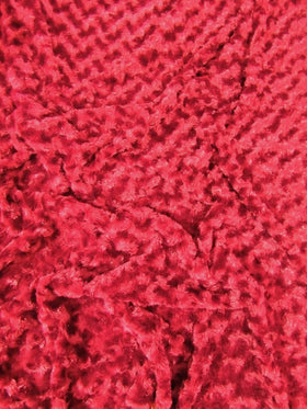 Red Fusion Minky Rose/Rosette Floral Baby Soft Fabric / Sold By The Yard