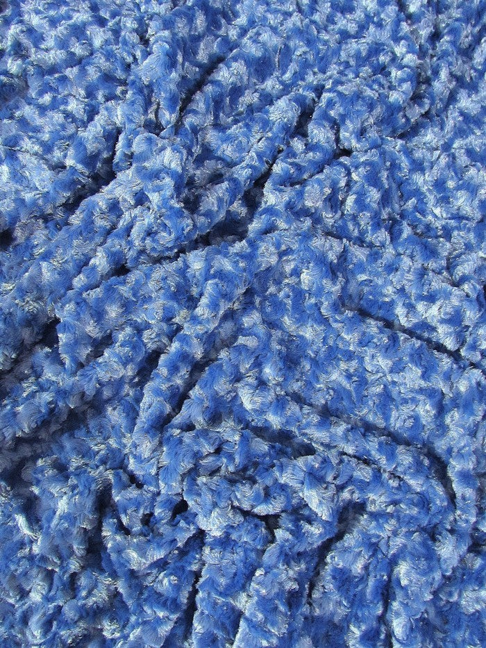 Ocean Blue Minky Rose/Rosette Floral Baby Soft Fabric / Sold By The Yard