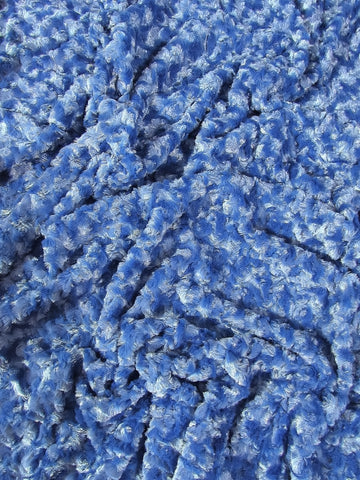 Ocean Blue Minky Rose/Rosette Floral Baby Soft Fabric / Sold By The Yard