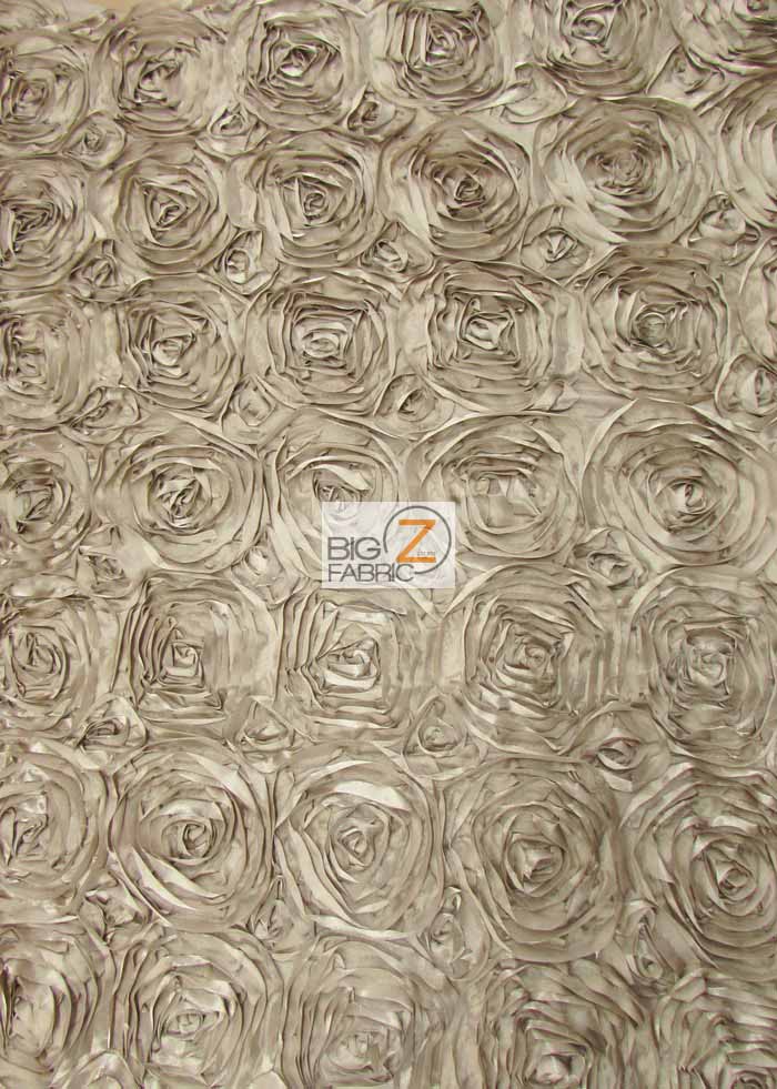 Rosette Style Taffeta Fabric / Khaki / Sold By The Yard Closeout!!!
