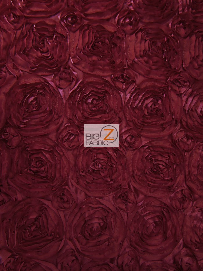 Rosette Style Taffeta Fabric / Dark Burgundy / Sold By The Yard Closeout!!!