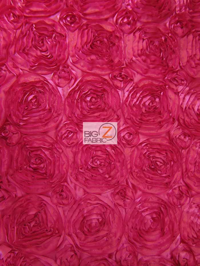 Rosette Style Taffeta Fabric / Fuchsia / Sold By The Yard Closeout!!!