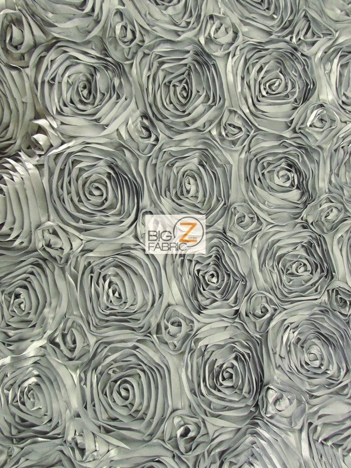 Rosette Style Taffeta Fabric / Silver / Sold By The Yard Closeout!!!