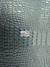 Vinyl Faux Fake Leather Pleather Embossed Shiny Amazon Crocodile Fabric / Charcoal / By The Roll - 30 Yards