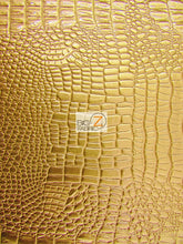 Vinyl Embossed Shiny Amazon Crocodile Fabric / Sold By The Yard