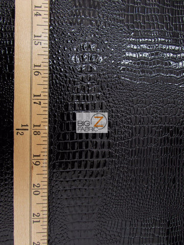 Silver Vinyl Embossed Shiny Amazon Crocodile Fabric / Sold By The Yard Closeout!!! - 0