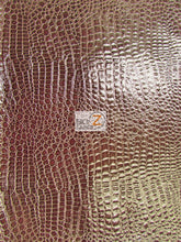 Burgundy Vinyl Embossed Shiny Alligator Fabric / Sold By The Yard