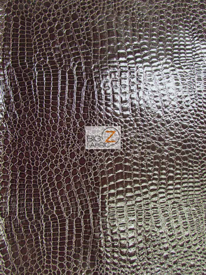 Vinyl Faux Fake Leather Pleather Embossed Shiny Alligator Fabric / Dark Burgundy / By The Roll - 30 Yards