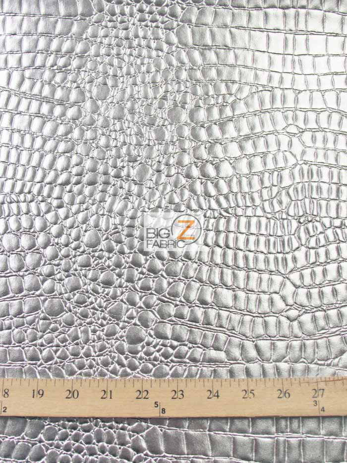 Gold Vinyl Embossed Shiny Alligator Fabric / Sold By The Yard