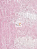 Pink Vinyl Embossed Shiny Alligator Fabric / Sold By The Yard-1