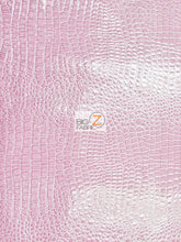 Pink Vinyl Embossed Shiny Alligator Fabric / Sold By The Yard