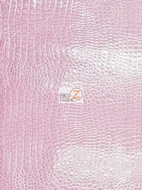 Pink Vinyl Embossed Shiny Alligator Fabric / Sold By The Yard