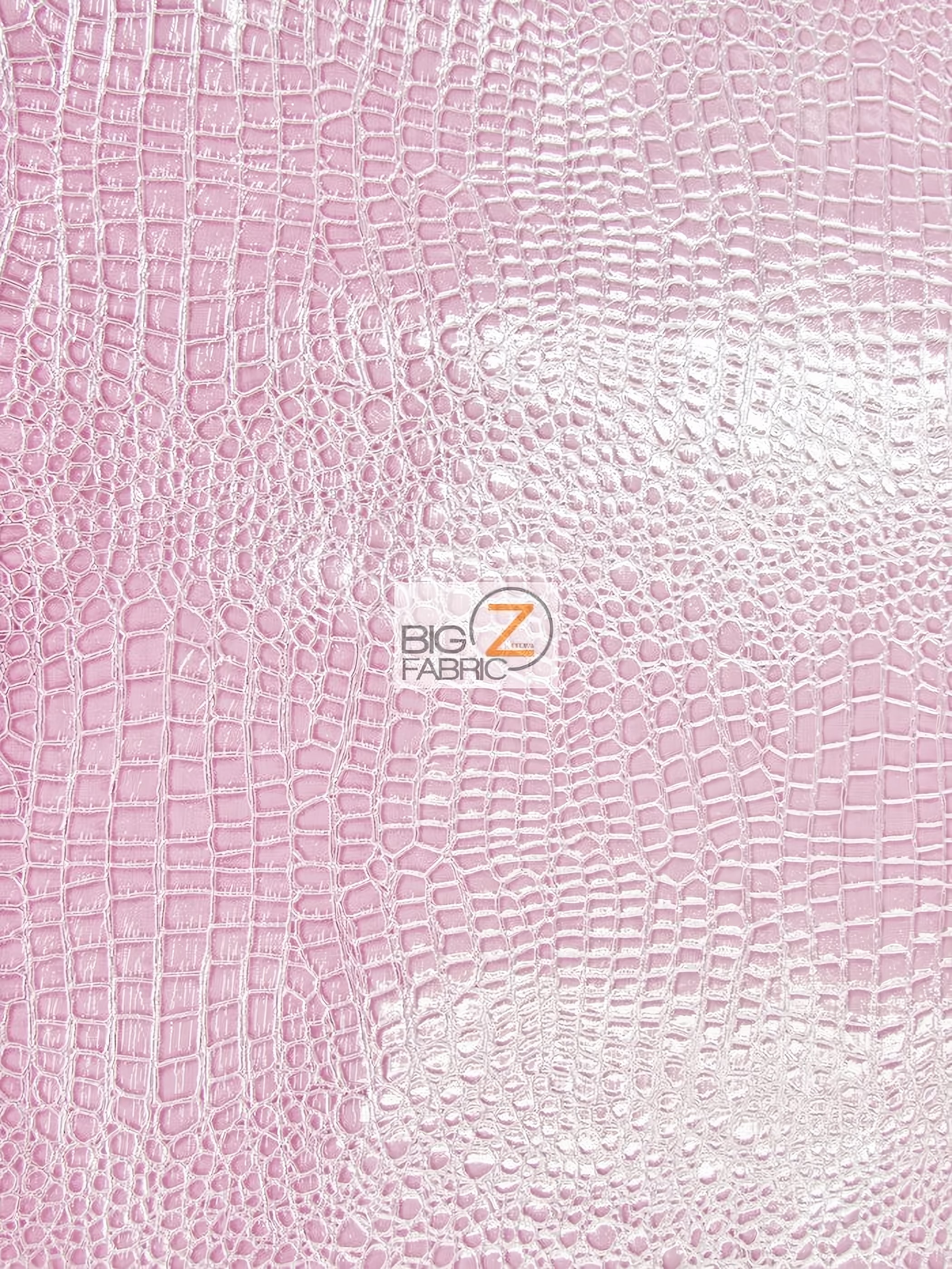 Pink Vinyl Embossed Shiny Alligator Fabric / Sold By The Yard