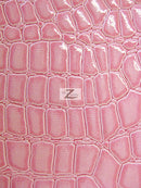 Pink Vinyl Embossed Shiny Alligator Fabric / Sold By The Yard-3