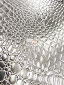 Pink Vinyl Embossed Shiny Alligator Fabric / Sold By The Yard-6