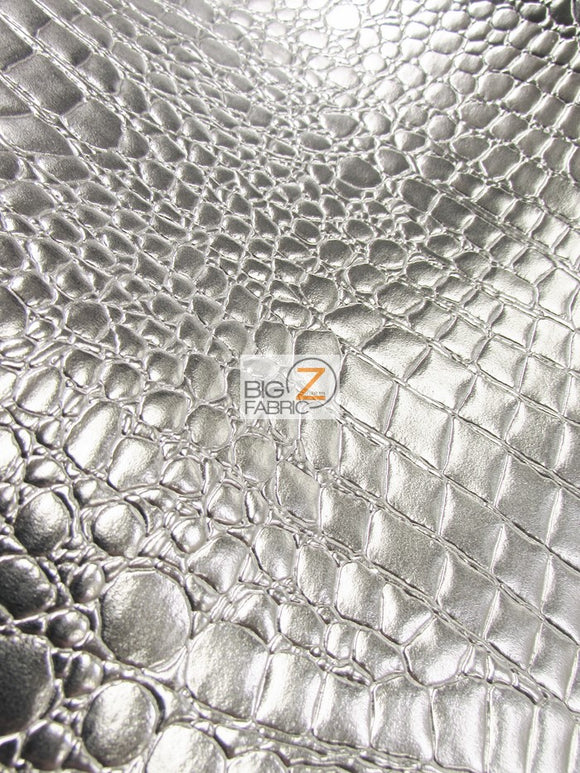 Pink Vinyl Embossed Shiny Alligator Fabric / Sold By The Yard