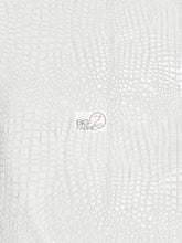 White Vinyl Embossed Shiny Alligator Fabric / Sold By The Yard
