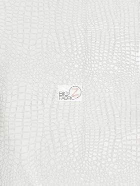 White Vinyl Embossed Shiny Alligator Fabric / Sold By The Yard