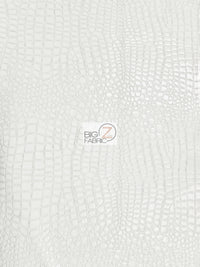 Vinyl Faux Fake Leather Pleather Embossed Shiny Alligator Fabric / White / By The Roll - 30 Yards