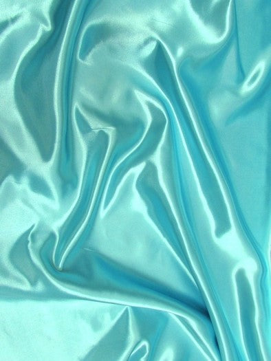 Solid Shiny Bridal Satin Fabric / Aqua / Sold By The Yard