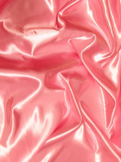 Solid Shiny Bridal Satin Fabric / Coral / Sold By The Yard