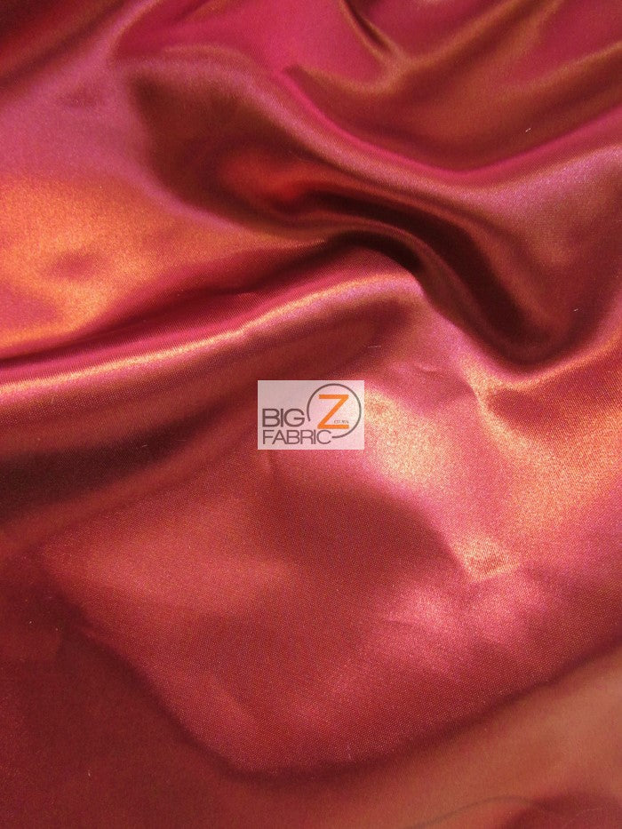(Second Quality Goods) Solid Shiny Bridal Satin Fabric / Ruby Red / Sold By The Yard