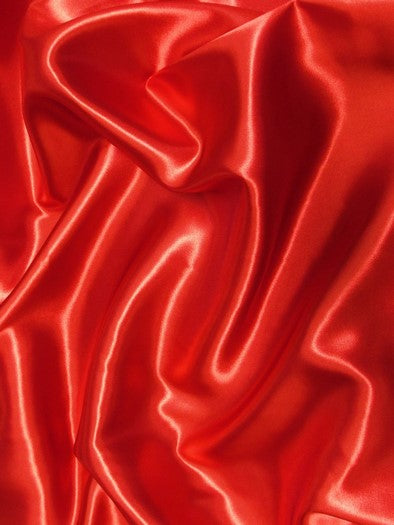 Solid Shiny Bridal Satin Fabric / Red / Sold By The Yard